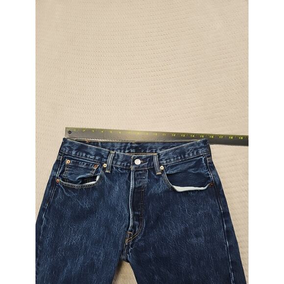 Levis 501 Jeans Mens 33 X 36 Button Fly Dark Wash 5 Pocket Denim - Picture 3 of 6
